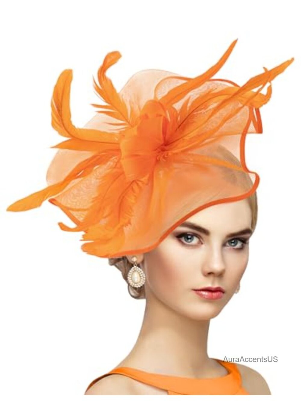 Vintage Linen Feather Fascinator Headpiece Headband for Wedding Derby Tea Party
